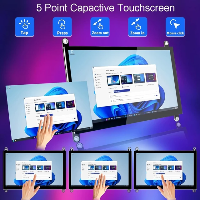 Alt view image 3 of 7 - 7 Inch Raspberry Pi Screen Touchscreen Monitor 1024x600 Small HDMI Monitor w/Dual Speakers IPS Screen Display for Raspberry Pi 5/4/3 Win 11/10/8/7 Jetson Nano, Free Driver