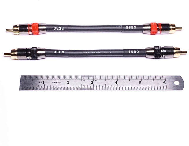 Alt view image 2 of 4 - Low Noise 12 Gauge Premium RCA Audio Line Patch Cable (4 Inches) Made of 12AWG coaxial cable and is shielded to prevent EMI or RFI interference from entering your audio system
