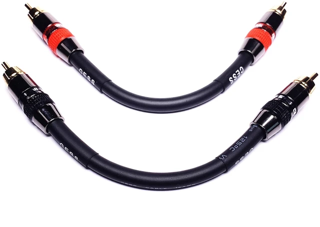 Alt view image 3 of 4 - Low Noise 12 Gauge Premium RCA Audio Line Patch Cable (4 Inches) Made of 12AWG coaxial cable and is shielded to prevent EMI or RFI interference from entering your audio system