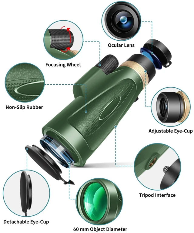 Alt view image 2 of 5 - Monocular Telescope 80X100 HD High Power with Smartphone Adapter Tripod Larger Vision Monoculars for Adults with BAK4 Prism & FMC Lens Suitable for Bird Watching