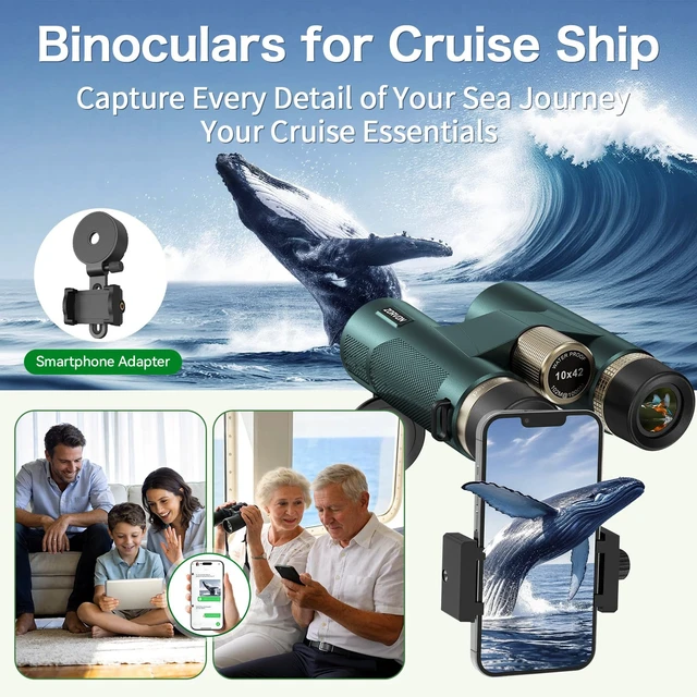 Alt view image 3 of 7 - 10x42 HD Binoculars for Adults, BAK4 Prism for Bird Watching & Cruise High-Powered Optics with 23mm Large Eyepiece, Low-Light Vision, Easy Focus, IPX7 Waterproof for Hunting, Travel