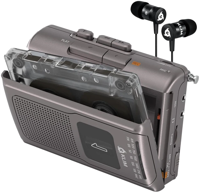 Main image of K8 Cassette Player, Portable Recorder with AM FM Radio and Built-in Speaker Includes a Headphone Jack, Earphones, Onboard Microphone for Easy, Comfortable Voice Recording - Ash