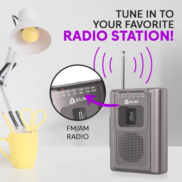 Alt view image 3 of 7 - K8 Cassette Player, Portable Recorder with AM FM Radio and Built-in Speaker Includes a Headphone Jack, Earphones, Onboard Microphone for Easy, Comfortable Voice Recording - Ash