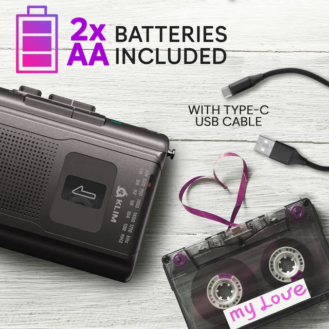 Alt view image 5 of 7 - K8 Cassette Player, Portable Recorder with AM FM Radio and Built-in Speaker Includes a Headphone Jack, Earphones, Onboard Microphone for Easy, Comfortable Voice Recording - Ash