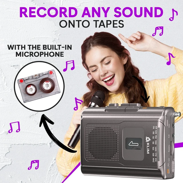 Alt view image 4 of 7 - K8 Cassette Player, Portable Recorder with AM FM Radio and Built-in Speaker Includes a Headphone Jack, Earphones, Onboard Microphone for Easy, Comfortable Voice Recording - Ash