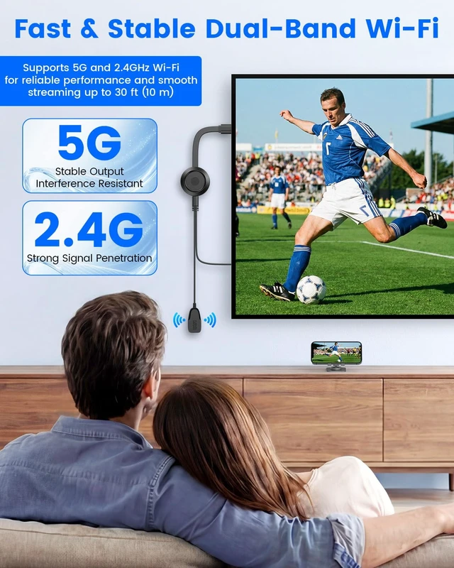 Alt view image 6 of 7 - 2026 Model 4K Wireless Hdmi Display Adapter,Plug & Play to iPhone/Laptop/PC Upgraded Screen Mirroring Adapter to TV,One-click Connection,Supports Airplay,Miracast,DLNA for Movies,Videos,Presentations