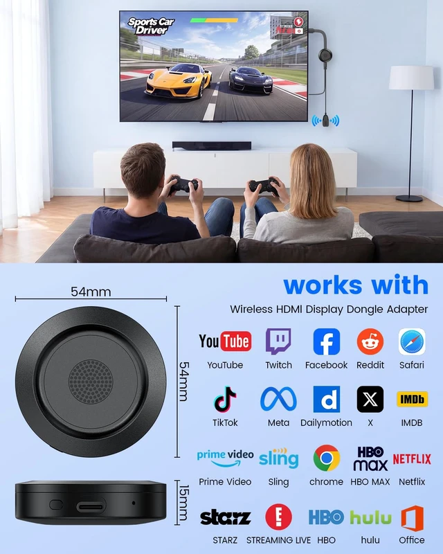 Alt view image 7 of 7 - 2026 Model 4K Wireless Hdmi Display Adapter,Plug & Play to iPhone/Laptop/PC Upgraded Screen Mirroring Adapter to TV,One-click Connection,Supports Airplay,Miracast,DLNA for Movies,Videos,Presentations