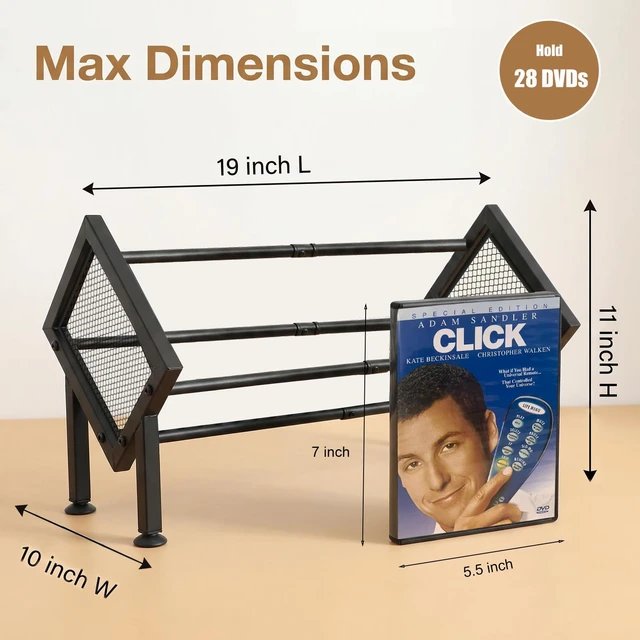Alt view image 4 of 7 - PUTNATRURE DVD Storage Rack, Expandable Game & Blu ray Case Display, 2 Pack Holds 52 Cases, Video Game Storage Holder, Width Adjustable, Desktop Media Organizer Bookshelf, Heavy Duty, Rubber Feet