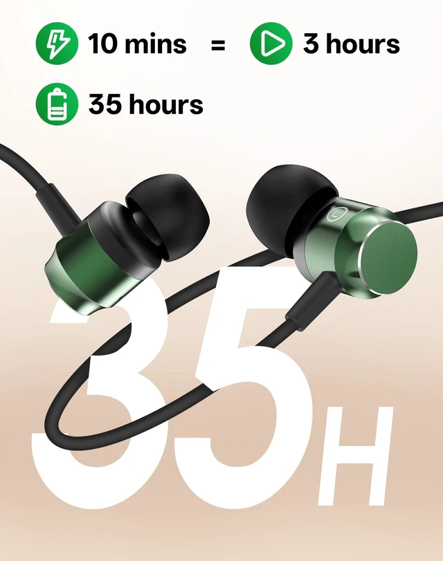 Alt view image 3 of 7 - Neckband Bluetooth Headphones, Wireless Bluetooth 6.0 Earbuds with Microphone, Comfortably Light, Deep Bass Earphones 35H Playtime, IPX5 Waterproof, Magnetic Headset for Workout (Olive Green)