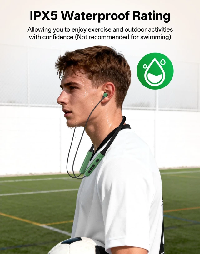 Alt view image 7 of 7 - Neckband Bluetooth Headphones, Wireless Bluetooth 6.0 Earbuds with Microphone, Comfortably Light, Deep Bass Earphones 35H Playtime, IPX5 Waterproof, Magnetic Headset for Workout (Olive Green)