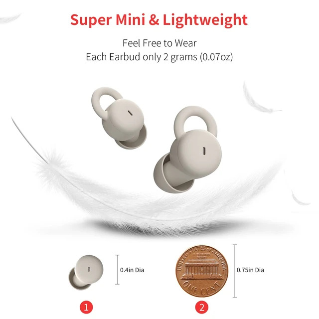 Alt view image 6 of 7 - Smallest Invisible Sleep Earbuds Comfortable Noise Blocking Wireless Headphones for Sleeping Bluetooth Flat Ear Buds for Side Sleepers,Tiny Hidden Buds for Work Sports (Beige)