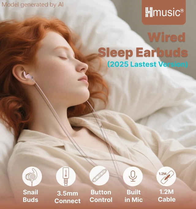 Alt view image 2 of 7 - 3.5mm Wired Sleep Earbuds, 2g Lightweight Earphones for Side Sleeper -30dB Noise Isolation Sleep Earplug w/Mic, Soft Silicone, Flat Thin Sleep Earphones for Air Travel/Work/Audio Book/Meditation