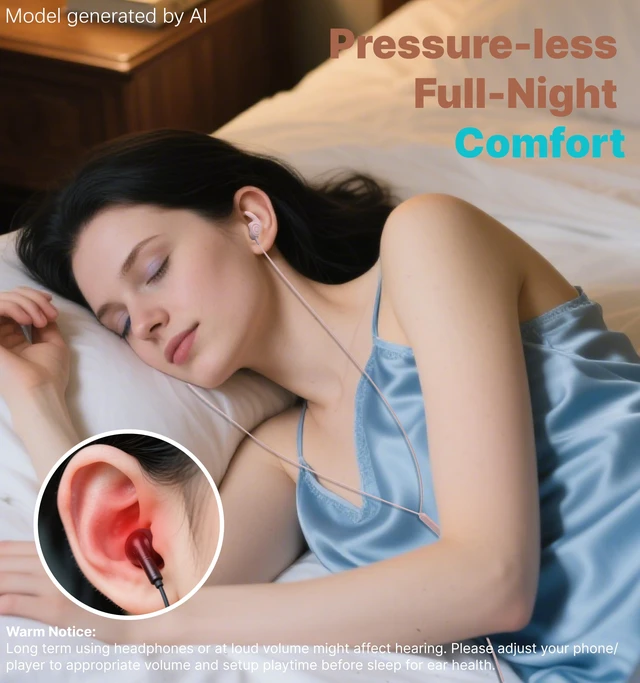 Alt view image 5 of 7 - 3.5mm Wired Sleep Earbuds, 2g Lightweight Earphones for Side Sleeper -30dB Noise Isolation Sleep Earplug w/Mic, Soft Silicone, Flat Thin Sleep Earphones for Air Travel/Work/Audio Book/Meditation
