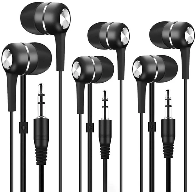 Main image of Bulk Earbuds Headphones 50 Pack for School Classroom Kids, Wholesale Durable Wired Earphones Class Set to Students Teens and Adult (Black)