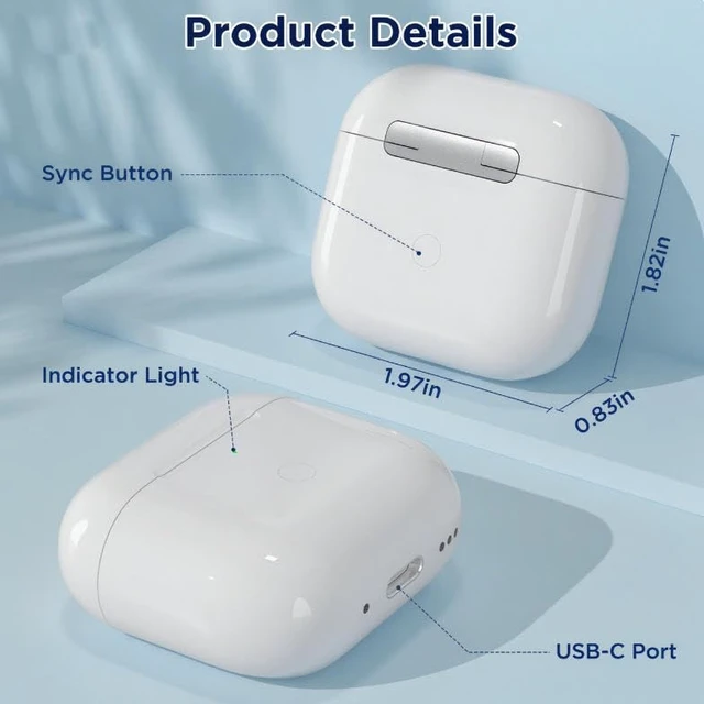Alt view image 5 of 7 - Replacement Charging Case for AirPods Pro 1/2 (2.3" (4th case)) wireless charging case for AirPods 4th generation, replacement charging case, Type-C Charging Port