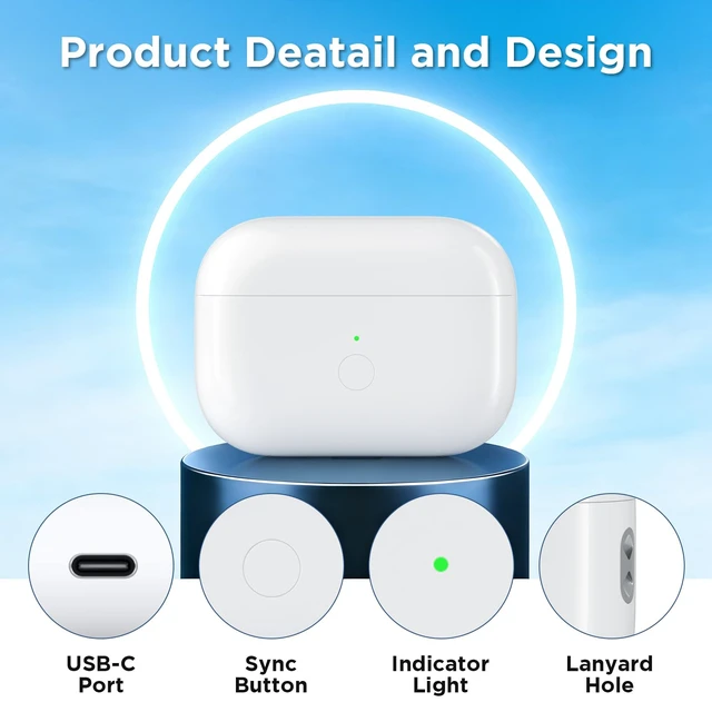 Alt view image 4 of 7 - Replacement Charging Case for AirPods Pro 2nd/1st Gen, No Earbuds Type-C Charging Port, Air Pods Pro 2nd/1st, 2022/2019, Support Bluetooth Pairing Sync Button