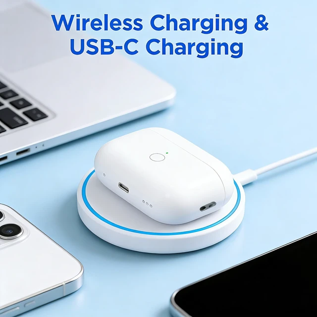 Alt view image 5 of 7 - Replacement Charging Case for AirPods Pro 2nd/1st Gen, No Earbuds Type-C Charging Port, Air Pods Pro 2nd/1st, 2022/2019, Support Bluetooth Pairing Sync Button