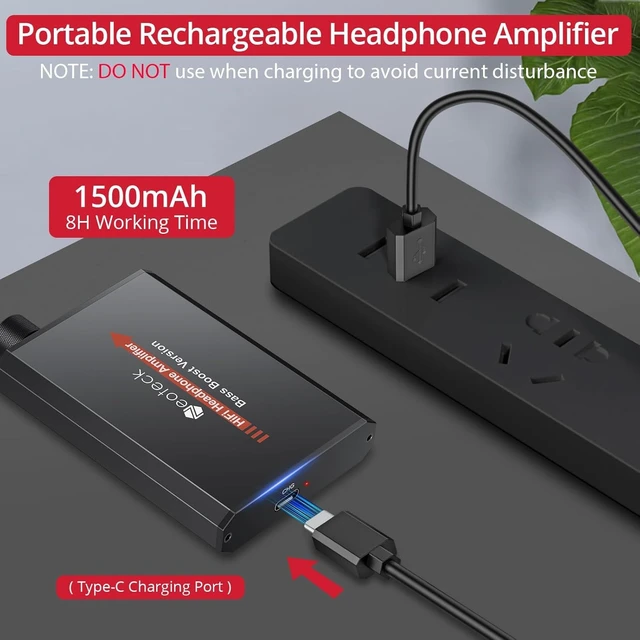 Alt view image 3 of 7 - 3.5mm Headphone Amp with Bass Boost HiFi Headphone Amplifier with Portable, 16-300 Ohm, Aluminum Matte Surface for Mac,Phones,iPad,MP3,MP4 Computers PS4 PS5 Controller-Black