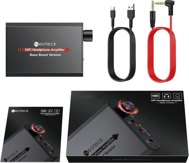 Alt view image 7 of 7 - 3.5mm Headphone Amp with Bass Boost HiFi Headphone Amplifier with Portable, 16-300 Ohm, Aluminum Matte Surface for Mac,Phones,iPad,MP3,MP4 Computers PS4 PS5 Controller-Black
