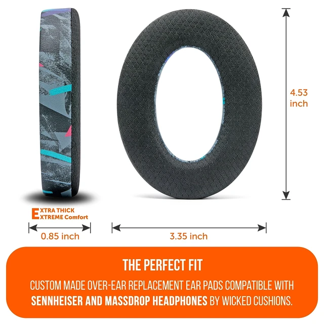 Alt view image 5 of 7 - Freeze PC38X - Cooling Gel Earpads for Sennheiser PC38X, PC37X & HD599 Made by Wicked Cushions Also fits HD598, HD560S, Game ONE & More. Elevate Comfort & Durability 90's Black