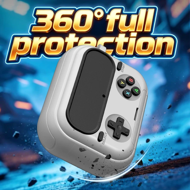 Alt view image 3 of 7 - Retro Game Case for AirPods Pro 3 Game Console Design Protective Cover with Foldable Stand, Secure Lock Anti-Drop Shockproof PC+TPU Case, Keychain & Cleaning Kit for Men & Boys, Gray