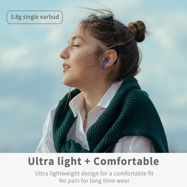 Alt view image 7 of 7 - Wireless Earbuds, Bluetooth 5.4 Headphones in Ear with HiFi Stereo Deep Bass, 4 ENC Noise Cancelling Mic Wireless Earphones 40H, in-Ear Earbud Bluetooth Dual LED Display IP7 Waterproof, Pure-Blue