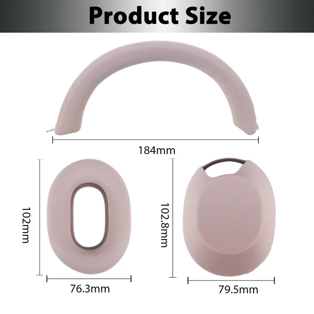 Alt view image 7 of 7 - XM5 Sweat Covers Accessories for Sony WH-1000XM5 - Smoky Pink Soft Silicone Case, 3-in-1 Headphone Covers with Ear Cover & Headband Cover & Shell Protector, Sweatproof & Washable