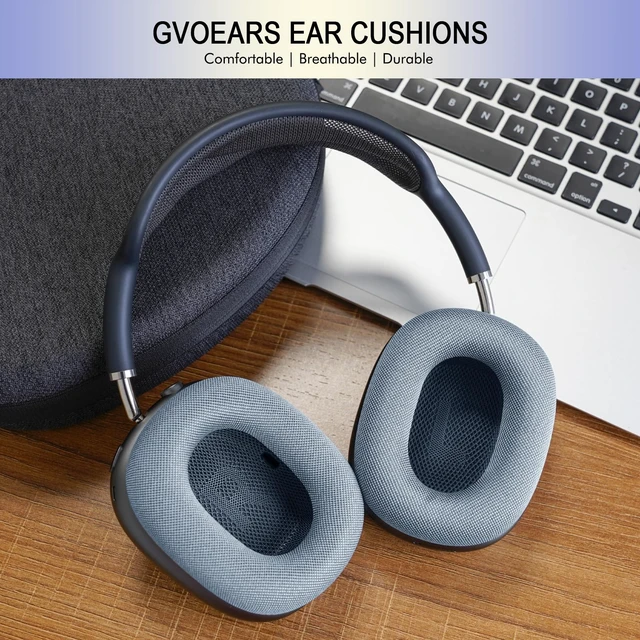 Alt view image 6 of 7 - Ear Cushions for AirPods Max 1 & 2 Version, Mesh Fabric Ear Pad Replacement Headphone Earpad Covers with Upgraded Magnet Silicine Gel (Light Blue)