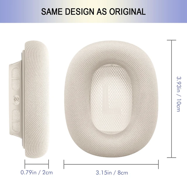 Alt view image 6 of 7 - Ear Cushions for AirPods Max 1 & 2 Headphones, Mesh Ear Pads Replacement With Strong Magnet Silicone Foam for Apple Over-Ear Headset Upgraded Ear Cups (Starlight)