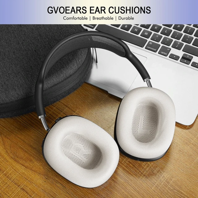 Alt view image 7 of 7 - Ear Cushions for AirPods Max 1 & 2 Headphones, Mesh Ear Pads Replacement With Strong Magnet Silicone Foam for Apple Over-Ear Headset Upgraded Ear Cups (Starlight)