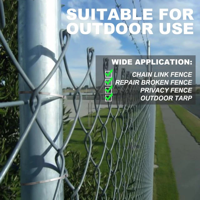Alt view image 4 of 7 - Metal Zip Ties 24 inch Stainless Steel Cable Ties 100 Pack 270 lbs Heavy Duty Self-locking Wire Ties High Temp Zipties Chain Link fence Ties Multi Purpose Binding for Machinery Vehicles Pipes Fence