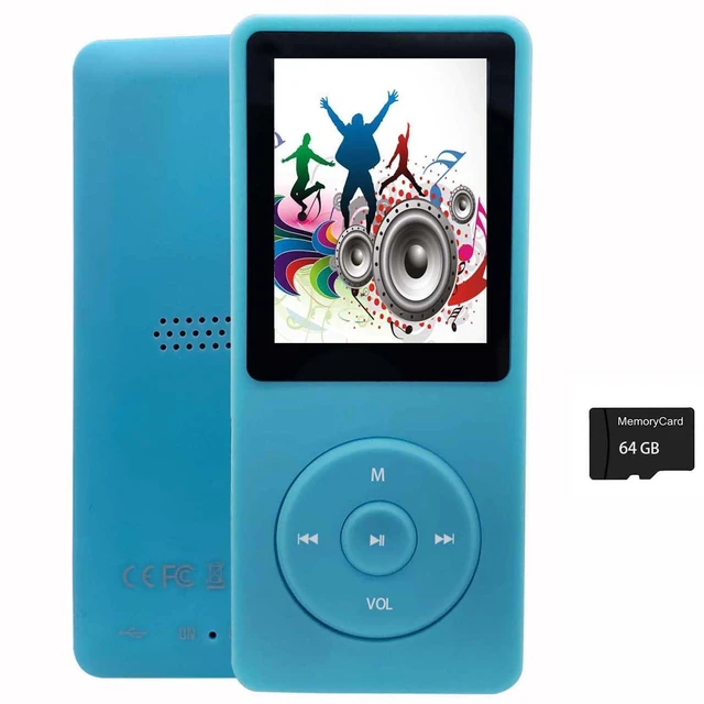Main image of 64GB MP3 Player with Speaker Earphones Portable Music Player for Kids Support Voice Recorder Photo Video E-Book, Light Blue