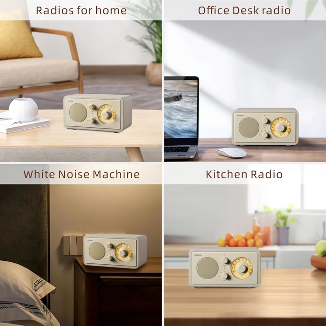 Alt view image 6 of 7 - Vintage Portable Radio Bluetooth Speaker for Home Office Kitchen Excellent Sound, Good Reception, Compact size, Built in White Noise, Built in 2600mah Rechargeable Battery