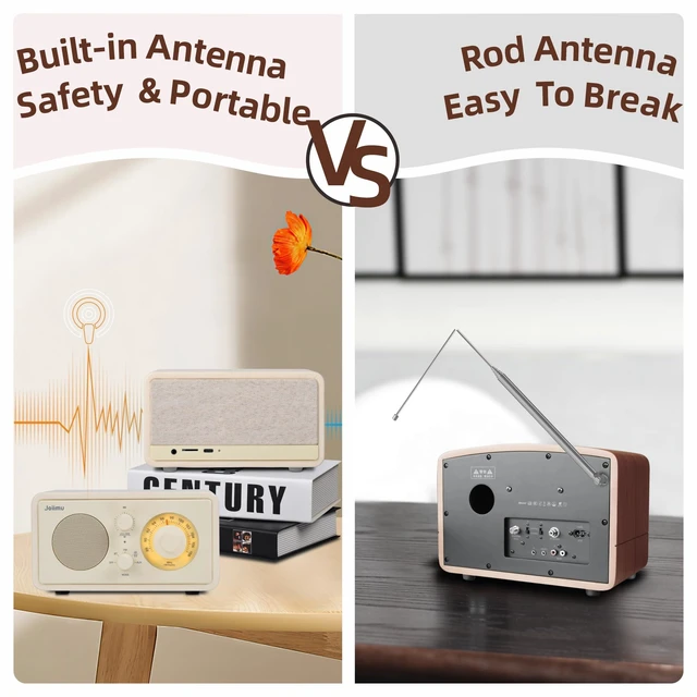 Alt view image 7 of 7 - Vintage Portable Radio Bluetooth Speaker for Home Office Kitchen Excellent Sound, Good Reception, Compact size, Built in White Noise, Built in 2600mah Rechargeable Battery