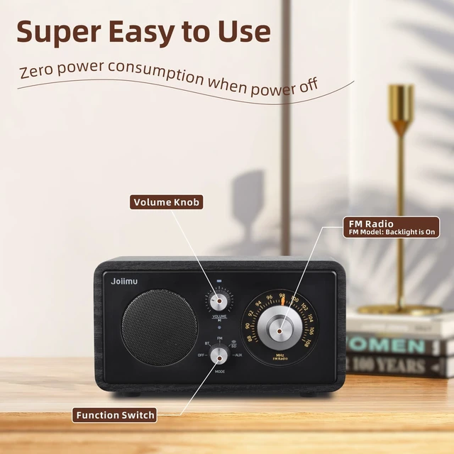 Alt view image 3 of 7 - Vintage Radio Bluetooth Speaker for Home Office Kitchen Desk Decor Excellent Sound, Good Reception, Compact size, Built in White Noise, Built in 2600mah Rechargeable Battery