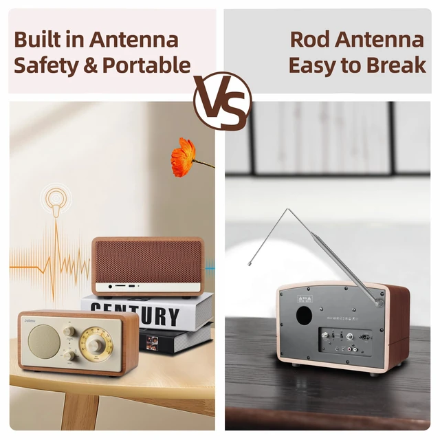 Alt view image 7 of 7 - Vintage Small Radio Bluetooth Speaker for Home Office Kitchen Decor Excellent Sound, Good Reception, Compact size, Built in White Noise, Built in 2600mah Rechargeable Battery