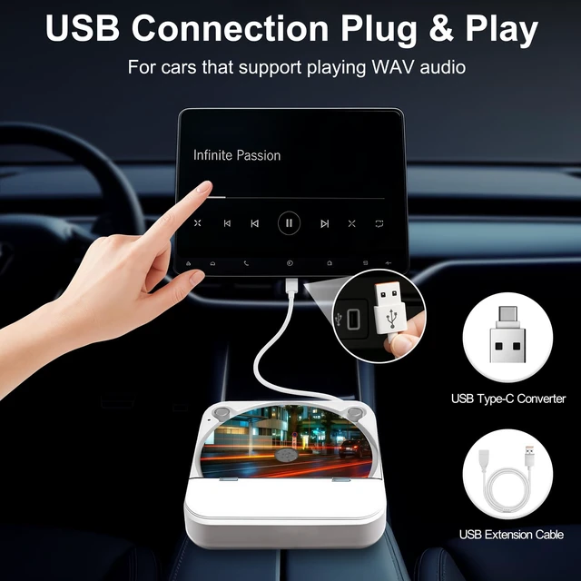 Alt view image 3 of 7 - External Portable CD Player for Car, Plug and Play Car CD Player with USB Port AUX Port, Universal USB Player for Vehicle, Laptop, TV, Computer, for Android 4.4 and Above Navigation