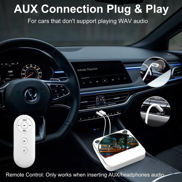 Alt view image 4 of 7 - External Portable CD Player for Car, Plug and Play Car CD Player with USB Port AUX Port, Universal USB Player for Vehicle, Laptop, TV, Computer, for Android 4.4 and Above Navigation