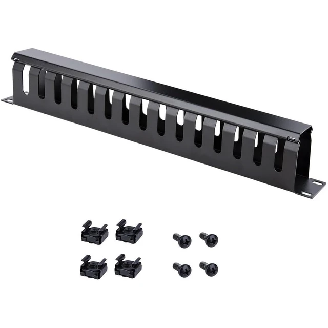 Alt view image 4 of 7 - Horizontal 1U Server Rack Cable Management Finger Duct w/ Cover - 19" Network Rack Wire Duct Raceway Panel - Slotted Wire Duct (CMDUCT1UX)