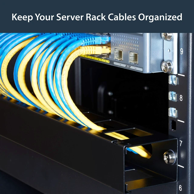 Alt view image 5 of 7 - Horizontal 1U Server Rack Cable Management Finger Duct w/ Cover - 19" Network Rack Wire Duct Raceway Panel - Slotted Wire Duct (CMDUCT1UX)