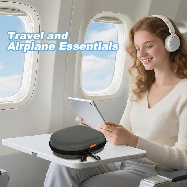 Alt view image 7 of 7 - Hard Shell Headphone Travel Case, Compact Carrying Pouch with Clip Upgraded Double Zipper, Fits JBL/Sony/Bose/Soundcore, Shockproof EVA, Mesh Pocket, 8.1x7.5x2.0"
