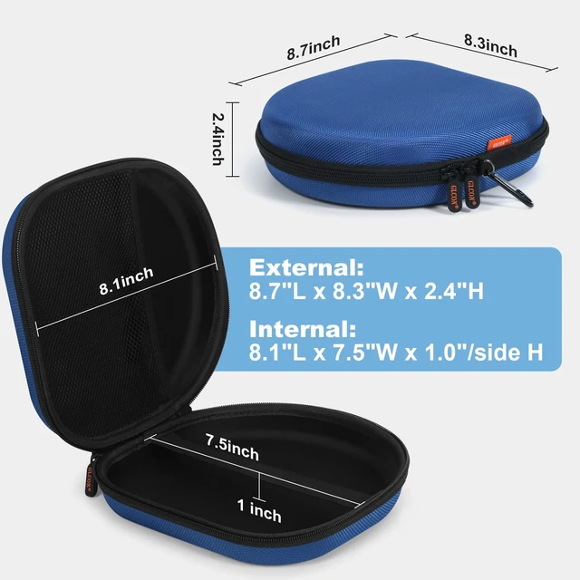 Alt view image 3 of 7 - Universal Hard Shell Headphone Case, Portable Travel Carrying Pouch Bag Fits Most On-Ear/Over-Ear Headphones, JBL, Sony, Bose, Soundcore, Shockproof EVA, Mesh Pocket, Carabine