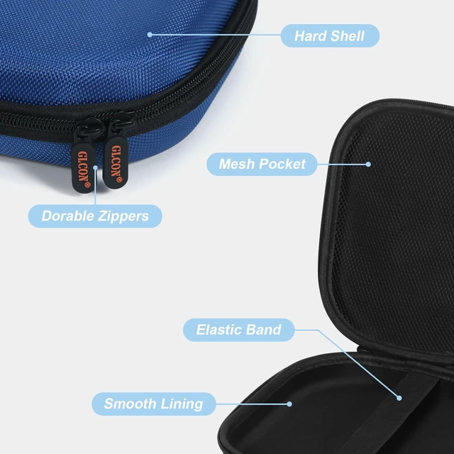 Alt view image 2 of 7 - Universal Hard Shell Headphone Case, Portable Travel Carrying Pouch Bag Fits Most On-Ear/Over-Ear Headphones, JBL, Sony, Bose, Soundcore, Shockproof EVA, Mesh Pocket, Carabine
