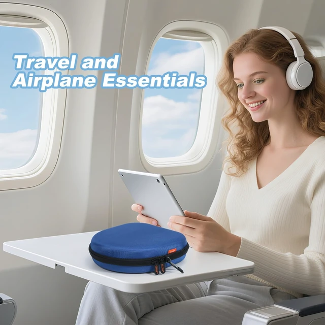 Alt view image 7 of 7 - Universal Hard Shell Headphone Case, Portable Travel Carrying Pouch Bag Fits Most On-Ear/Over-Ear Headphones, JBL, Sony, Bose, Soundcore, Shockproof EVA, Mesh Pocket, Carabine