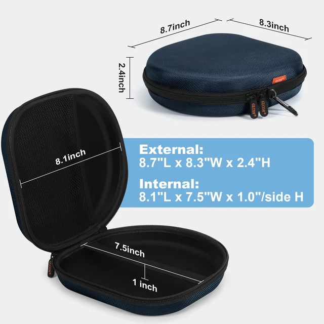 Alt view image 2 of 7 - Headphone Case for JBL Sony Bose Soundcore, Universal Hard Shell Bag Upgraded Double Zipper, Shockproof EVA, Mesh Pocket, Carabiner, Internal 8.1x7.5x2.0", Fits Most