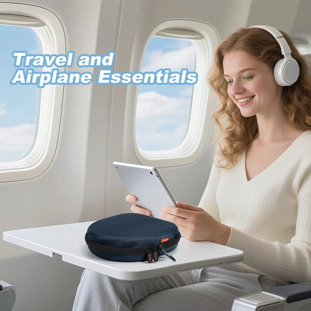 Alt view image 7 of 7 - Headphone Case for JBL Sony Bose Soundcore, Universal Hard Shell Bag Upgraded Double Zipper, Shockproof EVA, Mesh Pocket, Carabiner, Internal 8.1x7.5x2.0", Fits Most