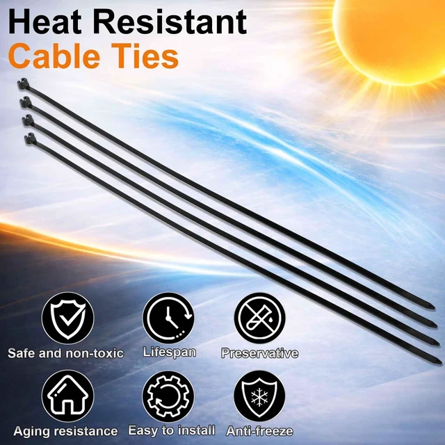 Alt view image 4 of 7 - 15 Inch 400 Pcs Black Zip Tie Cable Tie with Metal Tooth Self Locking Nylon Cable Zip Ties, 100 Lbs Tensile Strength, UV Resistant Wire Wraps Multi Purpose for Industrial Indoor Outdoor Use