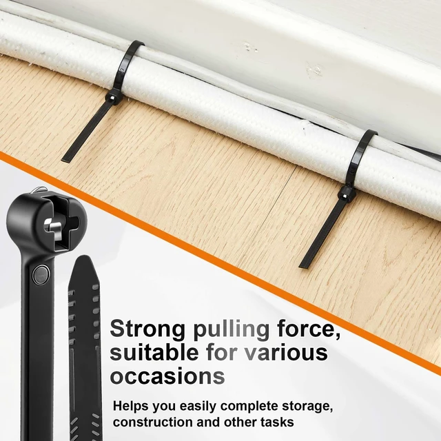 Alt view image 6 of 7 - 15 Inch 400 Pcs Black Zip Tie Cable Tie with Metal Tooth Self Locking Nylon Cable Zip Ties, 100 Lbs Tensile Strength, UV Resistant Wire Wraps Multi Purpose for Industrial Indoor Outdoor Use