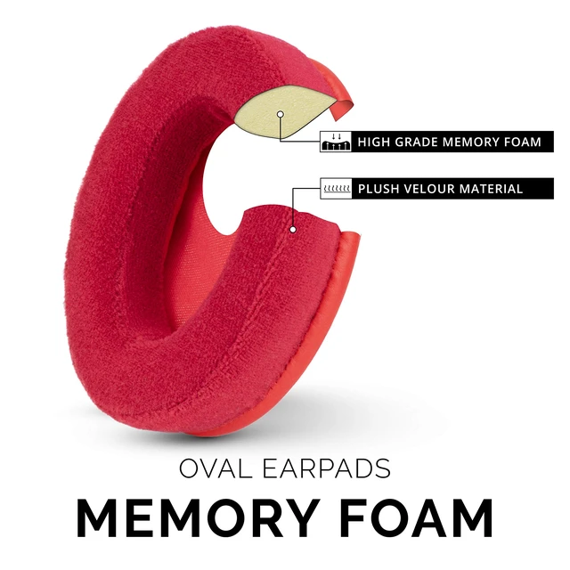 Alt view image 4 of 7 - Velor Replacement Ear Pads for HyperX Cloud & Alpha, ATH M50X, Steelseries Arctis, Logitech G Pro & More Headphones, Soft Velour, Memory Foam & Long Lasting Earpads by - Red
