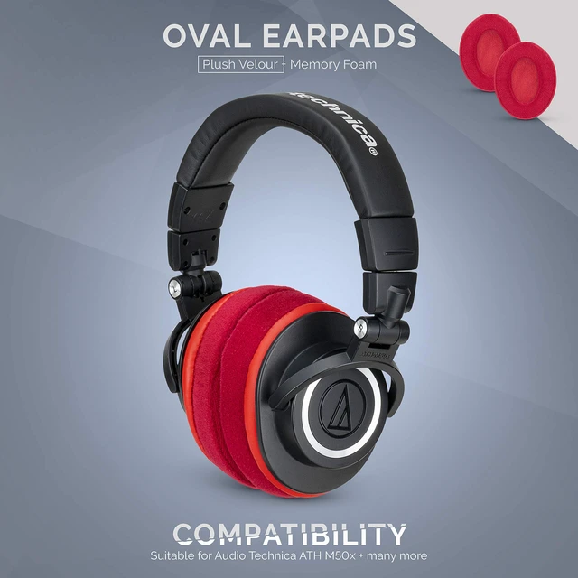 Alt view image 5 of 7 - Velor Replacement Ear Pads for HyperX Cloud & Alpha, ATH M50X, Steelseries Arctis, Logitech G Pro & More Headphones, Soft Velour, Memory Foam & Long Lasting Earpads by - Red